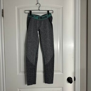 Gymshark Flex‎ Leggings Low Rise Heathered Gray and Teal Size M